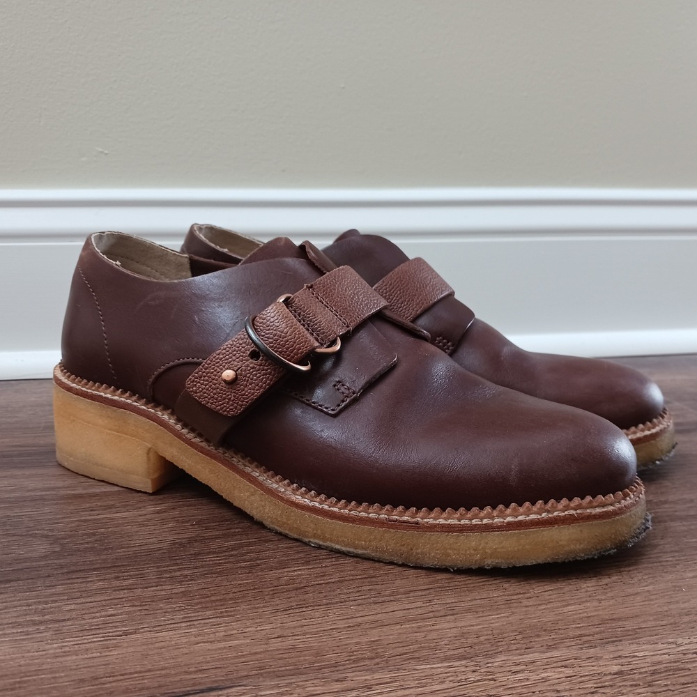 Clarks Artisan Janey Mae Brown Leather Monk Strap Crepe Sole Shoes 10